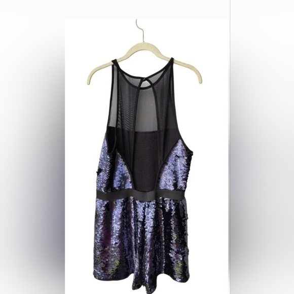 Asos Women's Blue Dressy Sequin Pull On Sleeveless Short Romper, 12 - Picture 2 of 10